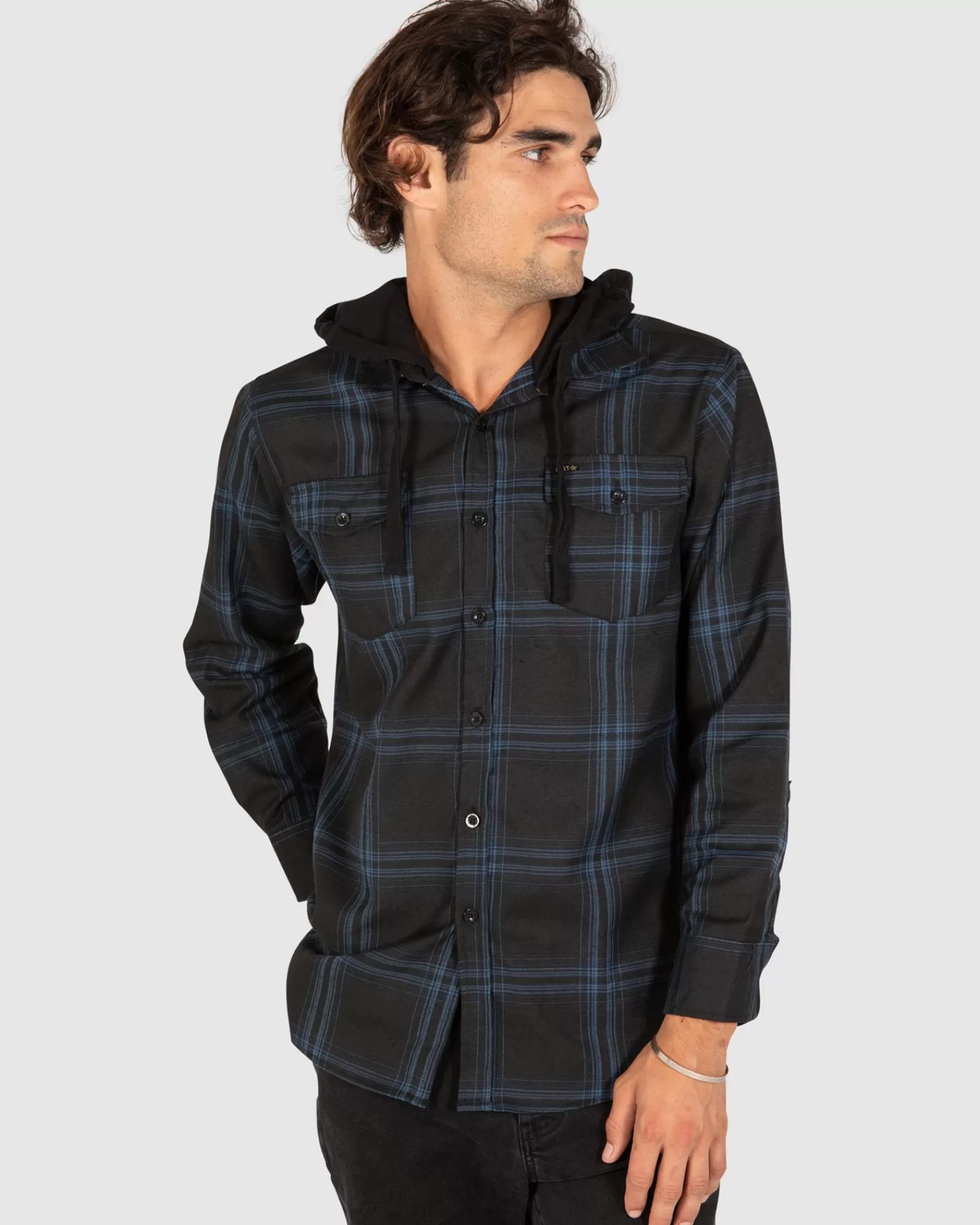 Unit Clothing UNIT Chester Mens Hooded Flannel Shirt Best Sale