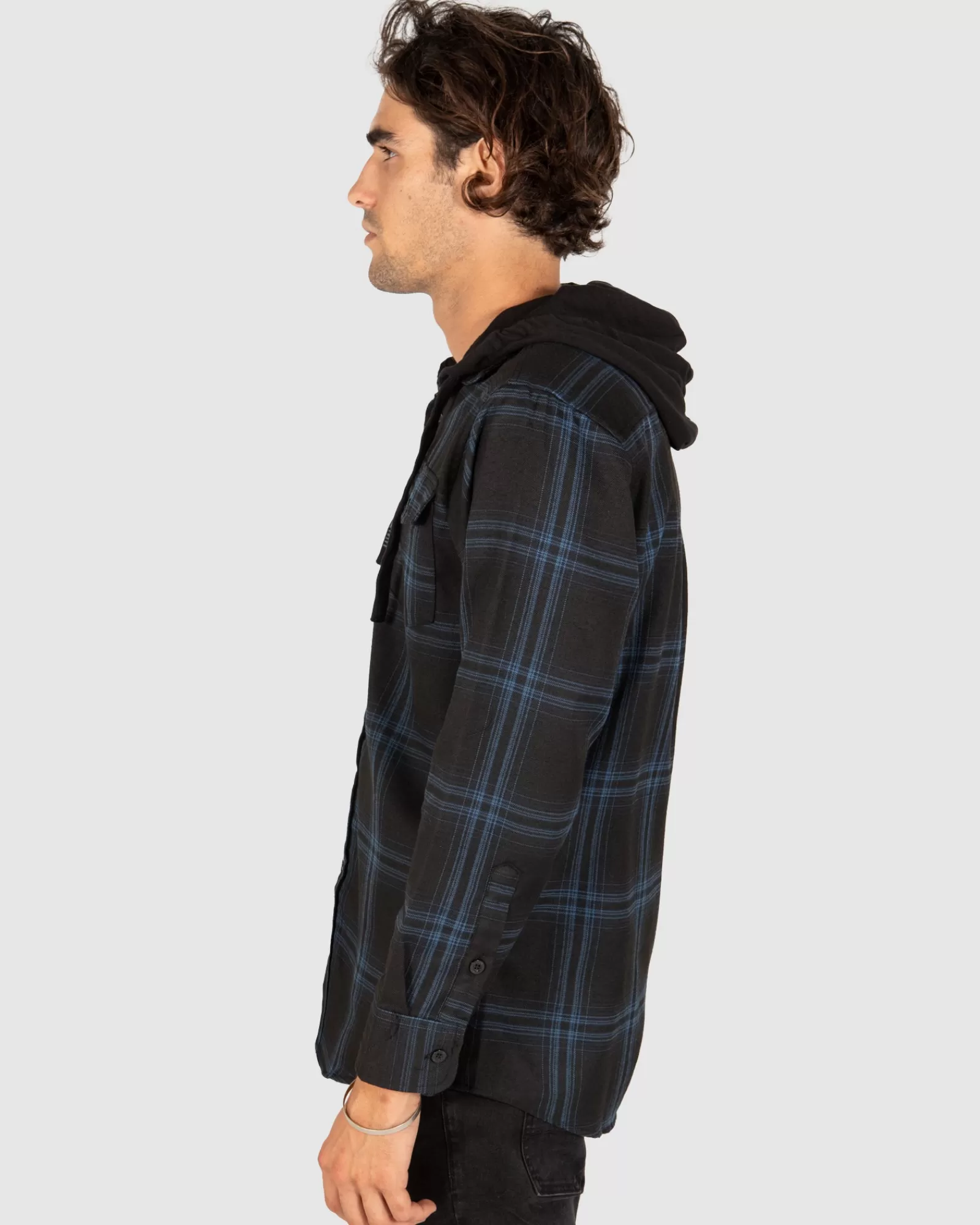 Unit Clothing UNIT Chester Mens Hooded Flannel Shirt Best Sale