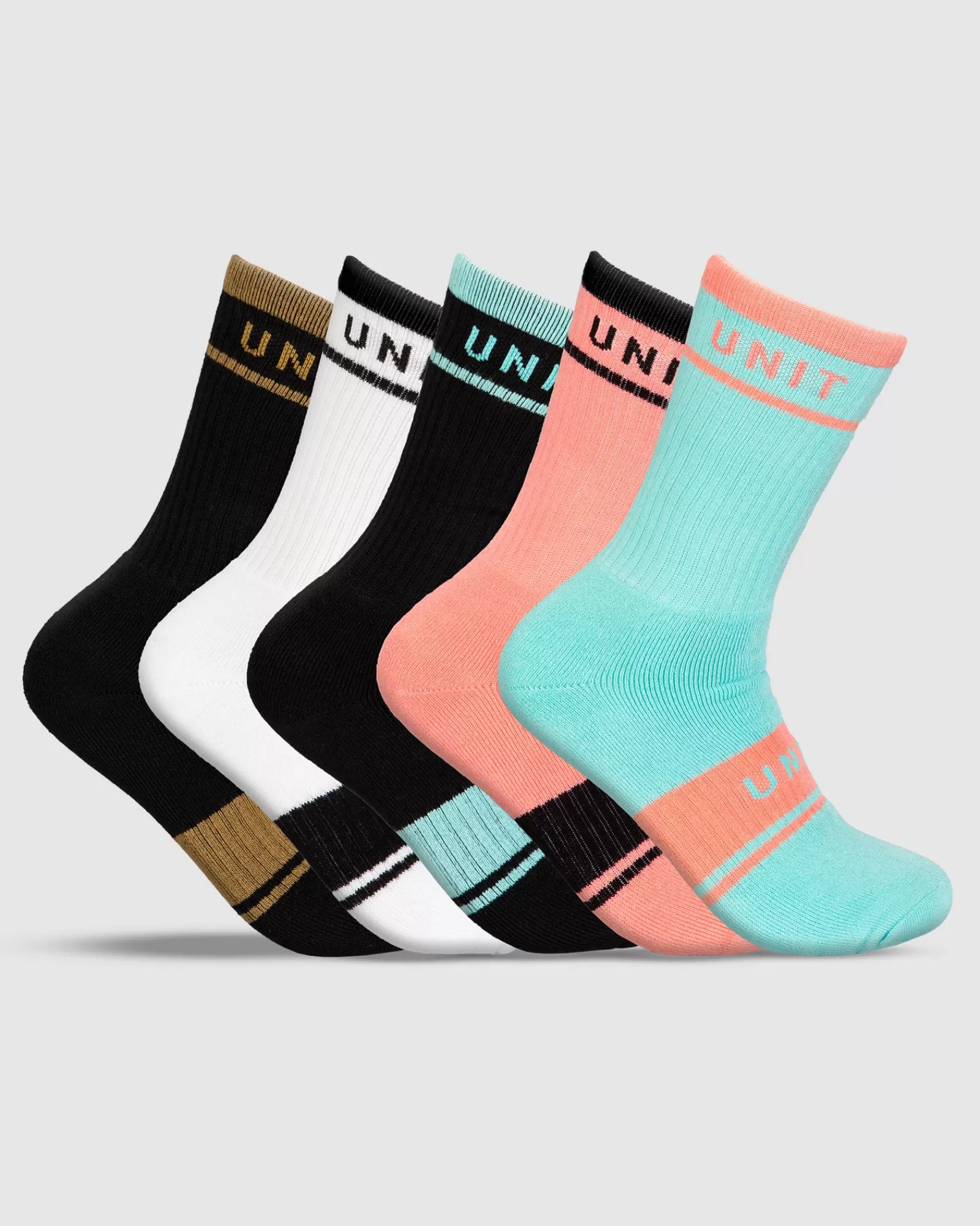 Unit Clothing UNIT Equip Hi -Lux Bamboo Socks - 5 Pack MULTI Clearance