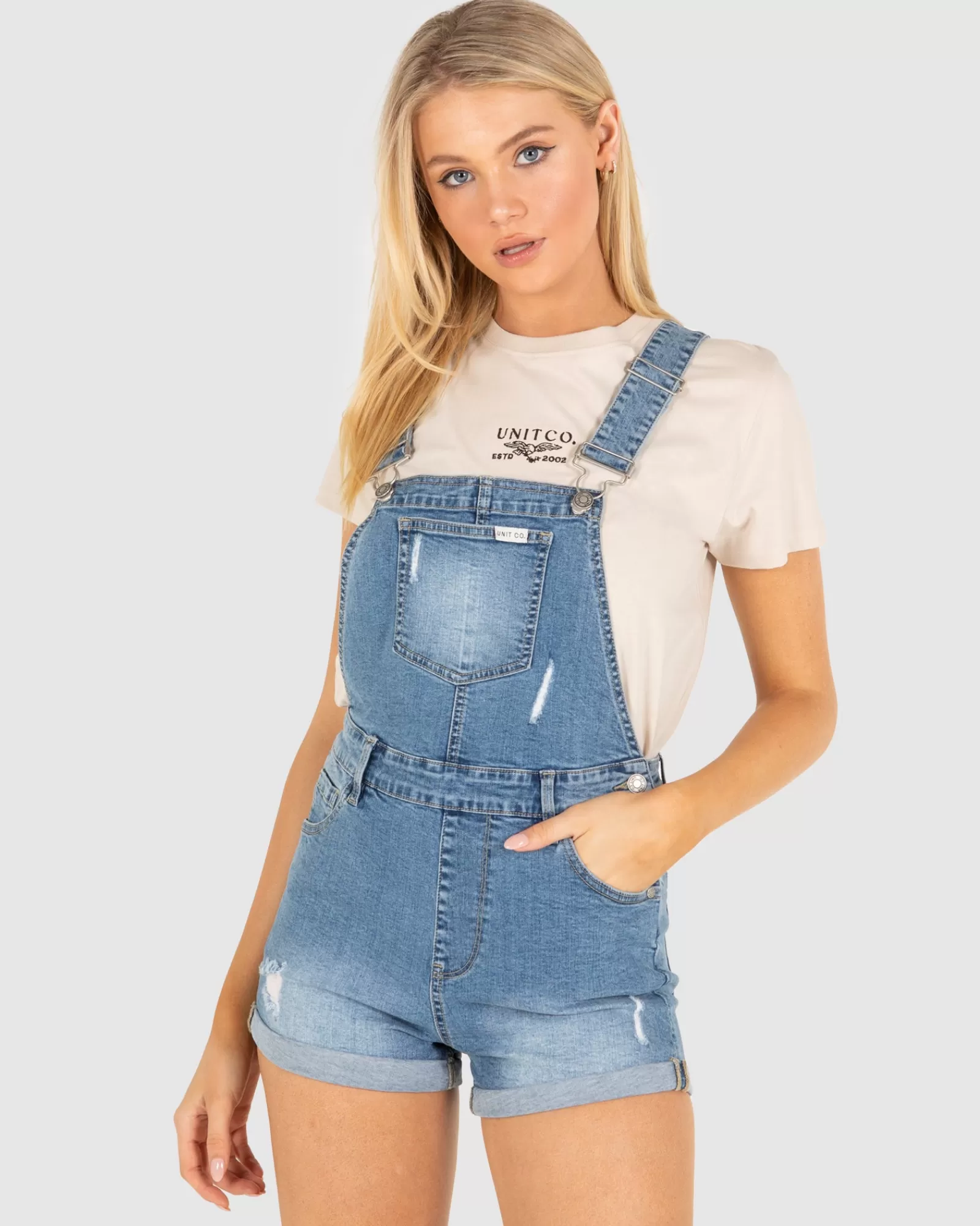 Unit Clothing UNIT Ladies Bailey Denim Overalls BLUE Online