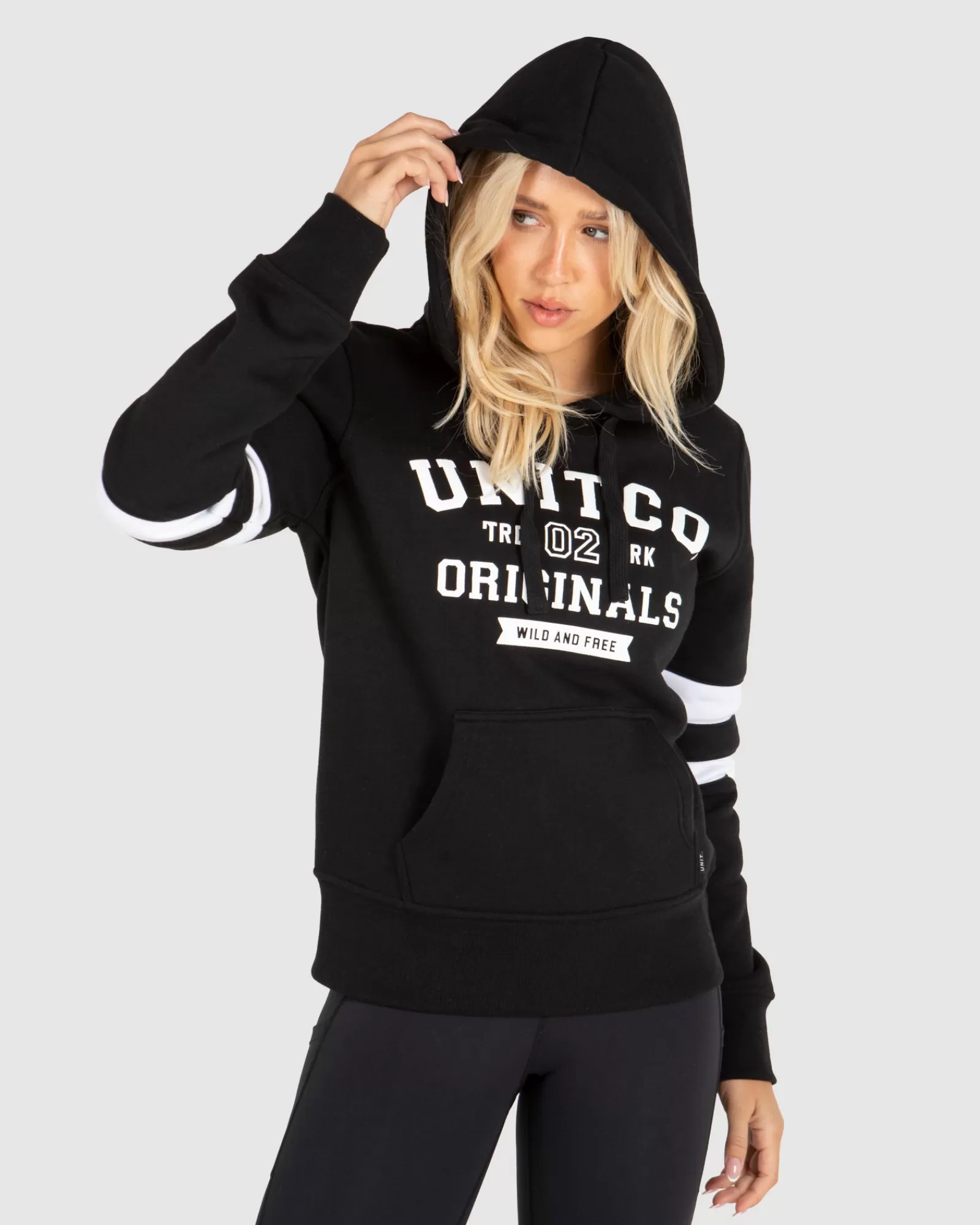 Unit Clothing UNIT Ladies College Pullover Hoodie BLACK Best Sale