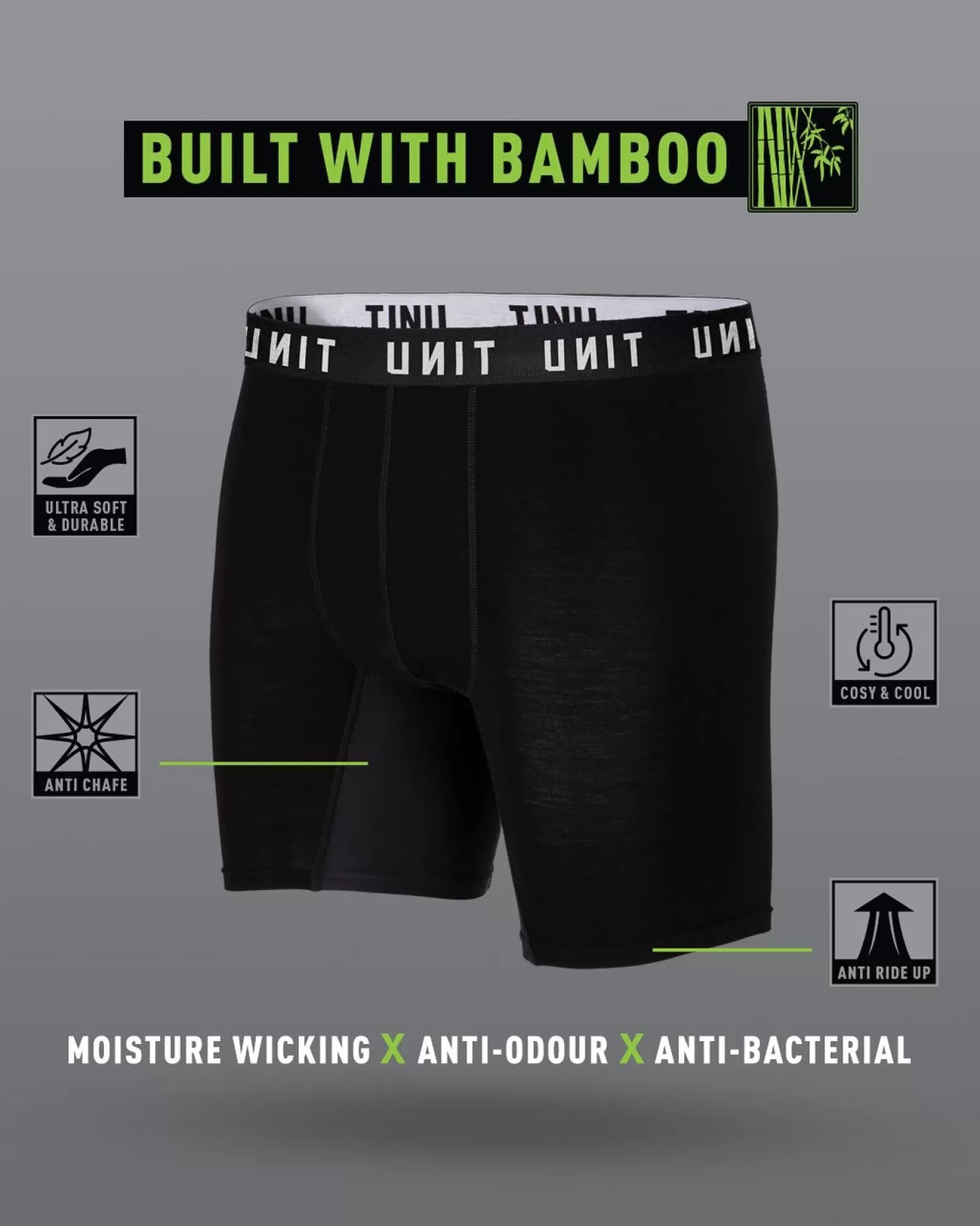 Unit Clothing UNIT Mens Everyday Bamboo Underwear BLACK Sale