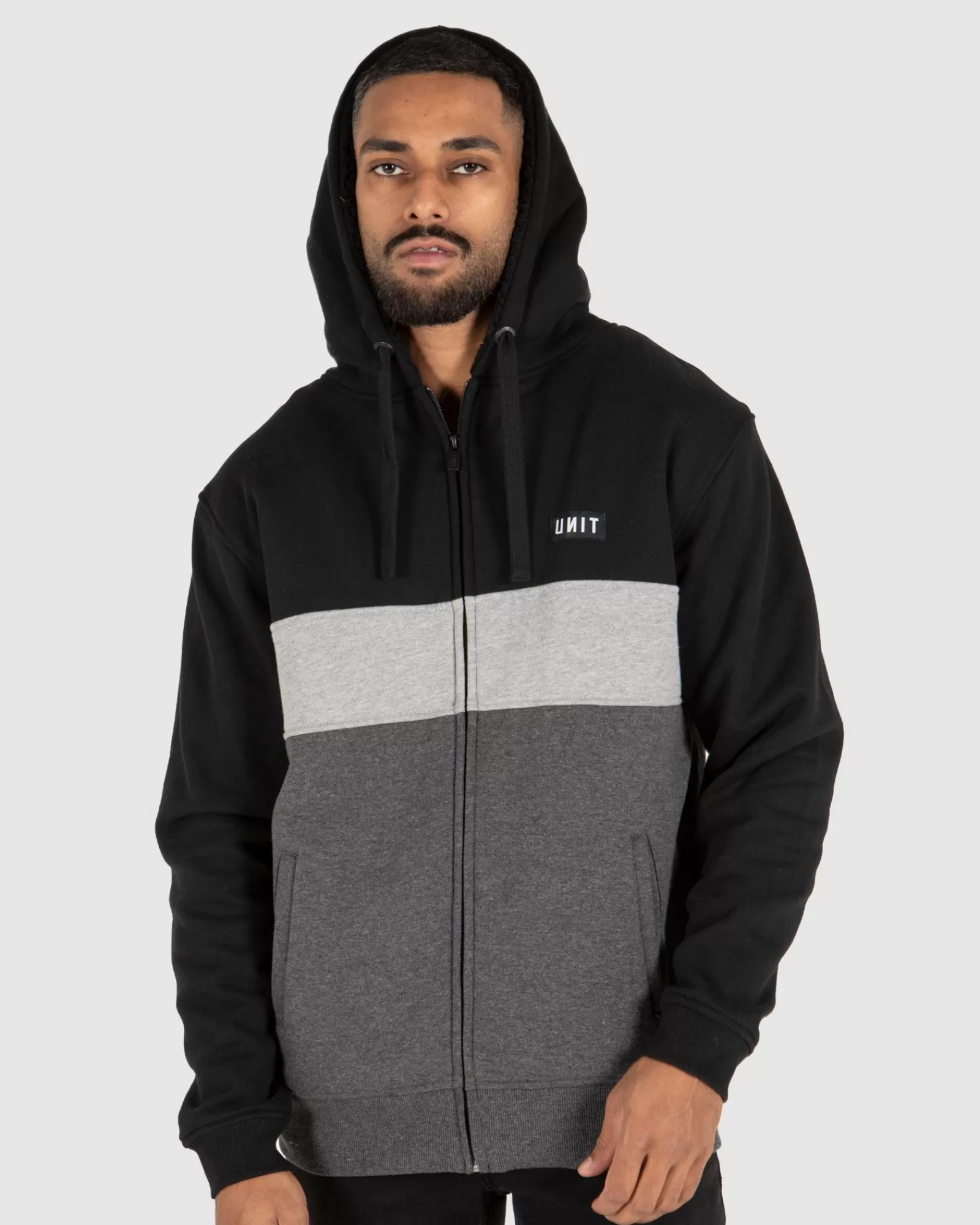 Unit Clothing UNIT Mens Unite Zip Thru Hoodie - Sherpa Lined BLACK Store