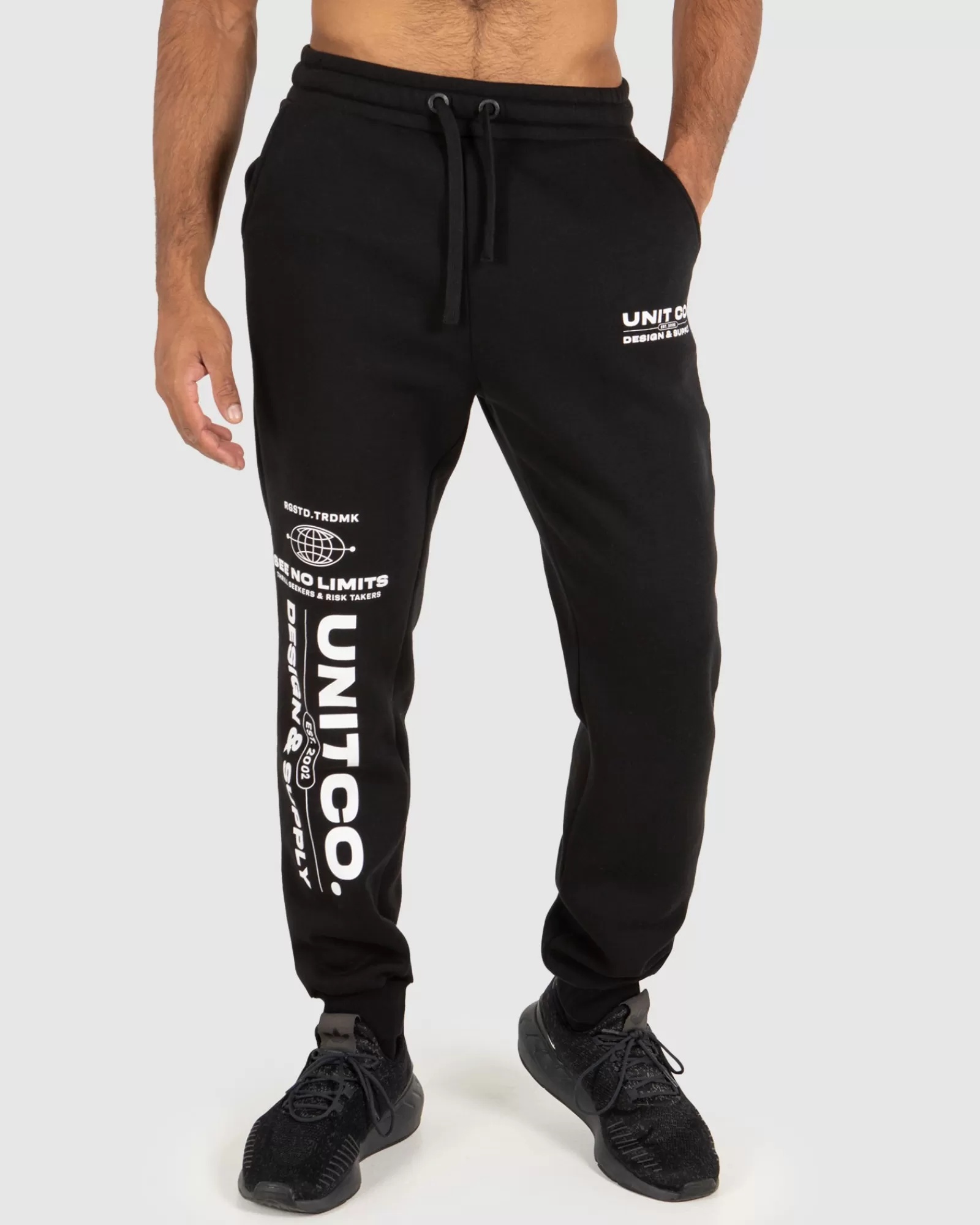 Unit Clothing UNIT Mens Worldwide Track Pants BLACK Hot