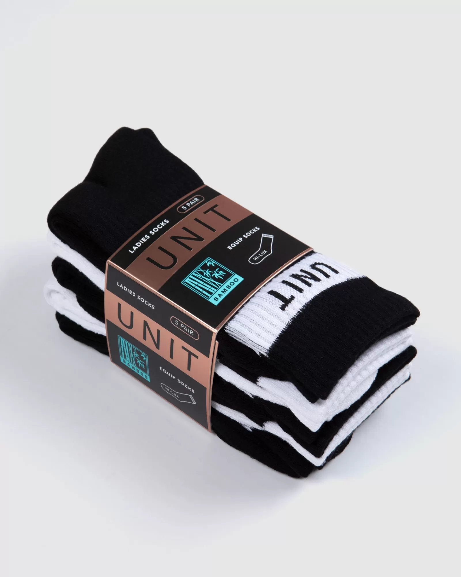 Unit Clothing UNIT Wander Bamboo Socks - 5 Pack BLACK WHITE Flash Sale